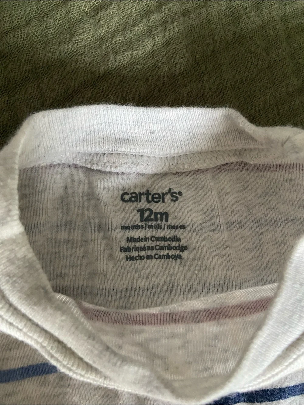 Carter's White and Navy Striped Baby Sweater